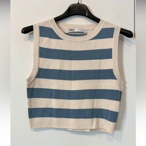 Zara Blue and White Striped Tank Top